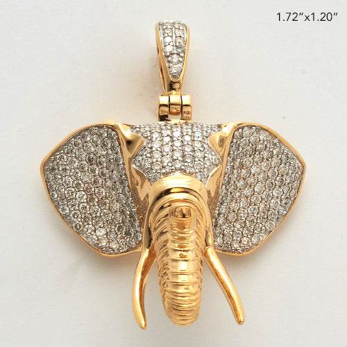 14KY 1.85CTW DIAMOND ELEPHANT HEAD PENDANT - Norma's Jewelry
