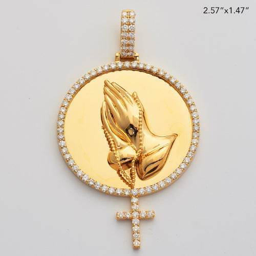 10KY 2.15CTW DIAMOND PRAYING HANDS MEDALLION WITH - Norma's Jewelry