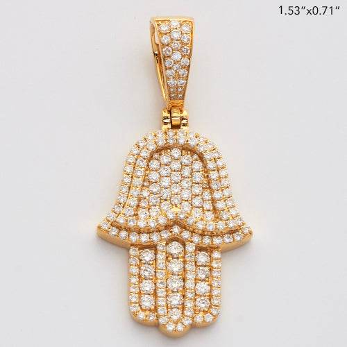 14KY 1.45CTW DIAMOND 3D HAMZA PENDANT - Norma's Jewelry