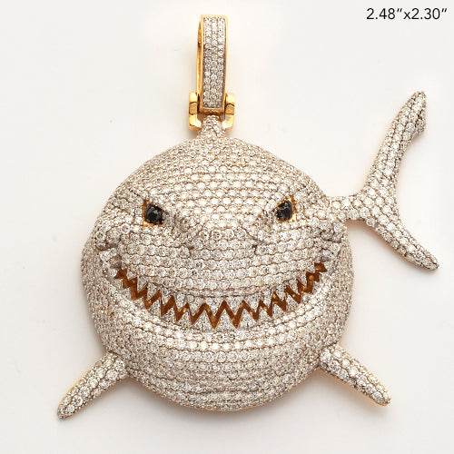 10KY 16.65CTW DIAMOND SMILING SHARK PENDANT - Norma's Jewelry