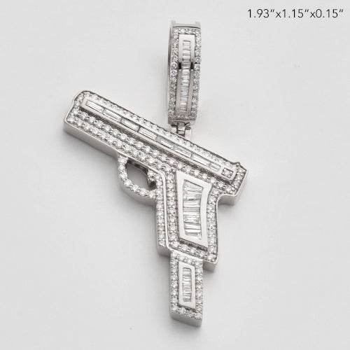 10KW 1.75CTW BAGUETTE DIAMOND GUN PENDANT - Norma's Jewelry