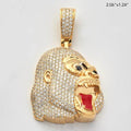 10KY 4.85CTW DIAMOND ANGRY GORILLA FACE PENDANT - Norma's Jewelry