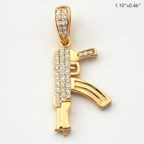 10KY 0.25CTW DIAMOND AK-47 GUN PENDANT - Norma's Jewelry