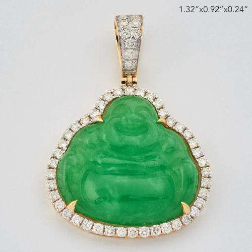 10KY 0.70CTW DIAMOND JADE BUDDHA PENDANT - Norma's Jewelry