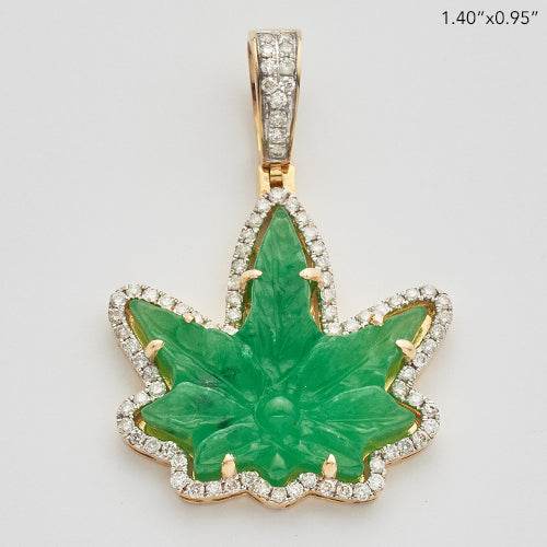 10KY 0.60CTW DIAMOND JADE HERBAL MEDICINE LEAF - Norma's Jewelry