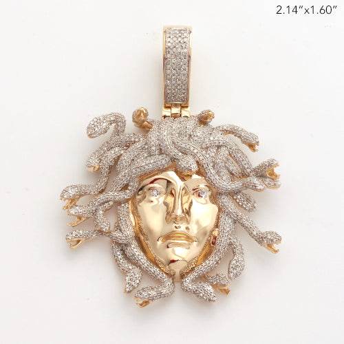14KY 2.65CTW MICROPAVE DIAMOND MEDUSA PENDANT - Norma's Jewelry
