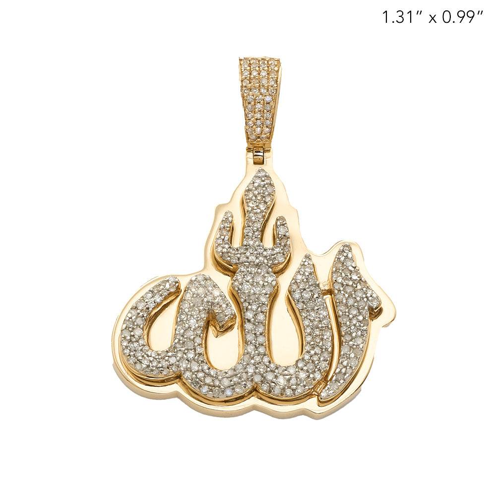 10KY 0.65CTW DIAMOND 3D 'ALLAH' PENDANT - Norma's Jewelry
