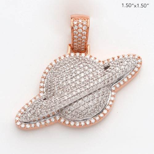 14KR+W 3.50CTW DIAMOND TWO TONE PLANET SATURN - Norma's Jewelry