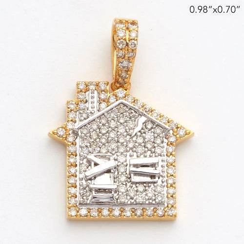 14KY+W 0.75CTW DIAMOND TWO TONE TRAP HOUSE PENDANT - Norma's Jewelry
