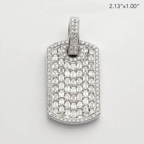 14KW 9.85CTW EMERALD DIAMOND DOGTAG PENDANT - Norma's Jewelry