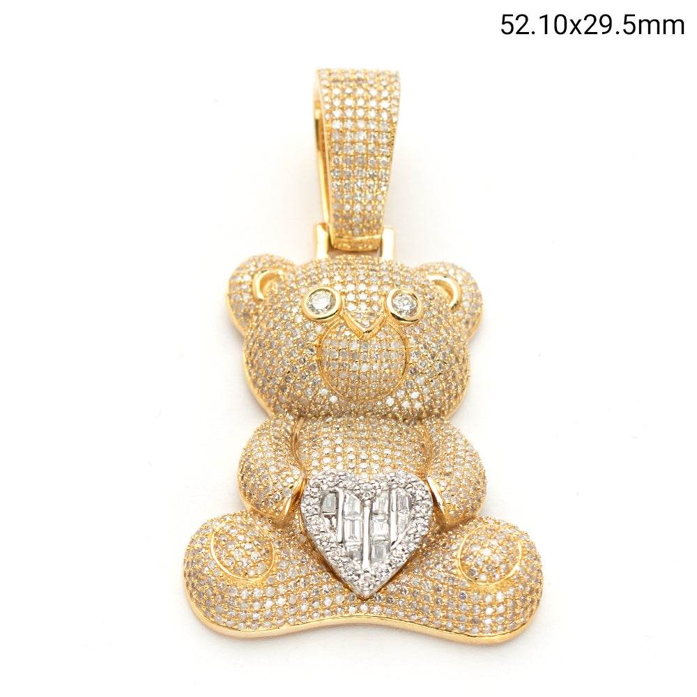 10KY+W 3.60CTW DIAMOND TEDDY BEAR WITH HEART - Norma's Jewelry