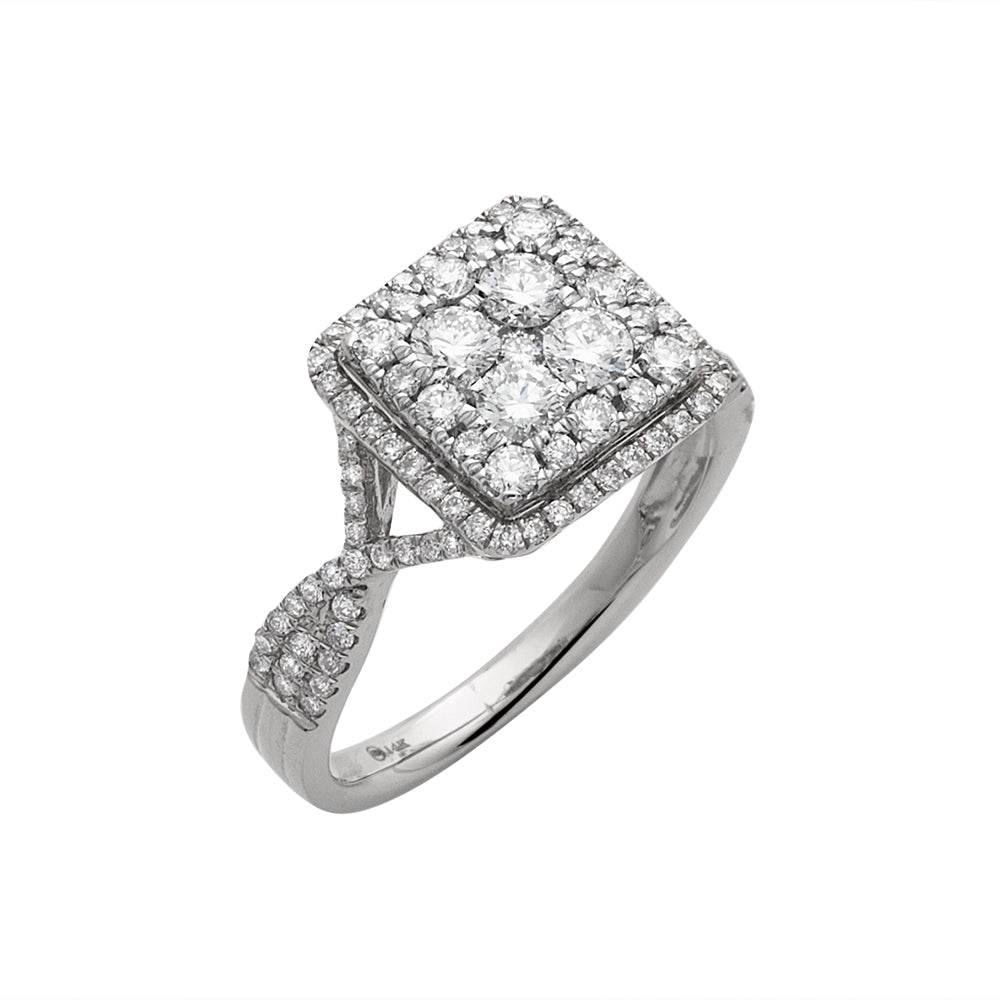 14KW 1.00CTW DIAMOND SQUARE CLUSTER RING - Norma's Jewelry