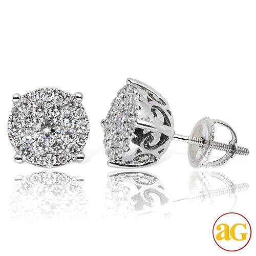 14KW 1.00CTW DIAMOND LUNA CLUSTER EARRINGS - Norma's Jewelry