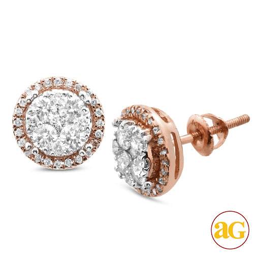 14KR 1.00CTW DIAMOND ROUND SHAPED CLUSTER EARRING - Norma's Jewelry