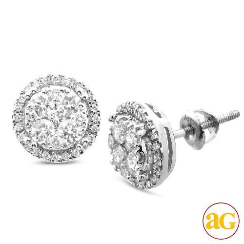14KW 1.00CTW DIAMOND ROUND SHAPED CLUSTER EARRING - Norma's Jewelry
