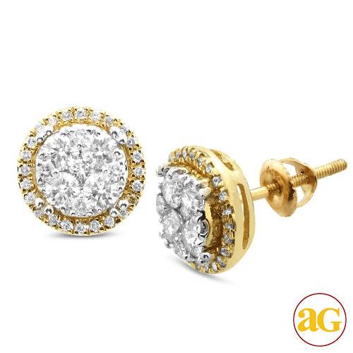 14KY 1.00CTW DIAMOND ROUND SHAPED CLUSTER EARRING - Norma's Jewelry