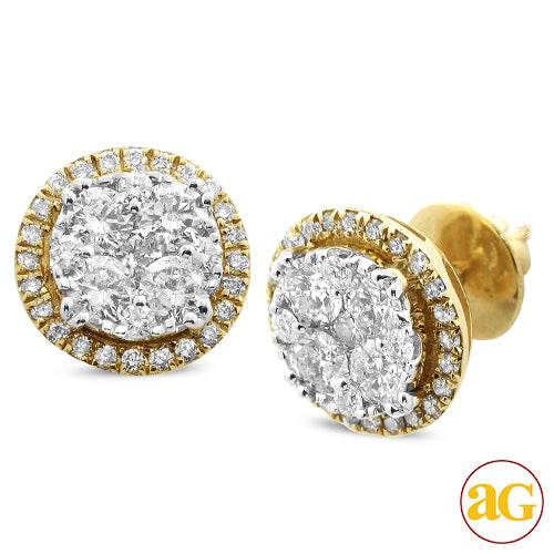 14KY 2.00CTW DIAMOND ROUND SHAPED CLUSTER EARRING - Norma's Jewelry
