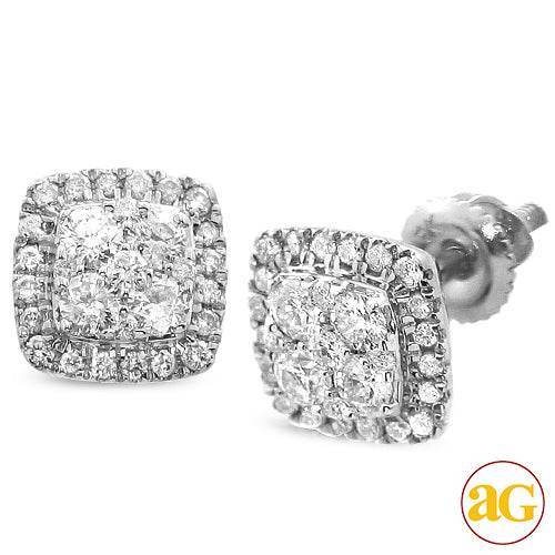 14KW 0.65CTW DIAMOND SQUARE SHAPED CLUSTER EARRING - Norma's Jewelry