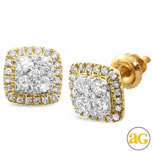 14KY 0.65CTW DIAMOND SQUARE SHAPED CLUSTER EARRING - Norma's Jewelry