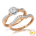 14KR 0.50CTW ROUND CLUSTER DIAMOND BRIDAL SET WITH - Norma's Jewelry