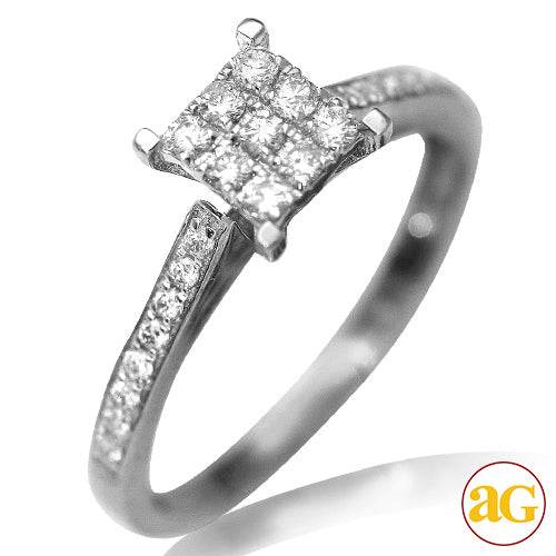 14KW 0.35CTW DIAMOND SQUARE HEAD CLUSTER RING - Norma's Jewelry