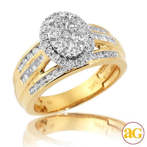 14KY 1.00CTW DIAMOND OVAL SHAPED PRONG SET CLUSTER - Norma's Jewelry