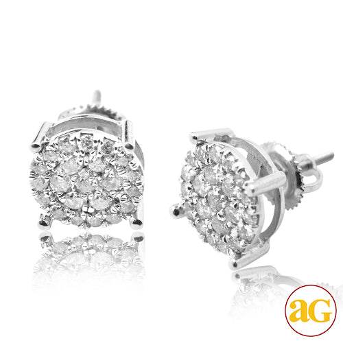 10KW 1.00CTW DIAMOND ROUND CLUSTER EARRING STUDS - - Norma's Jewelry