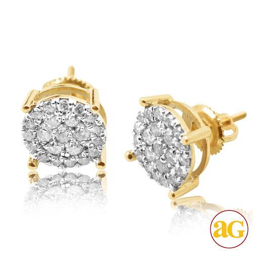 10KY 1.00CTW DIAMOND ROUND CLUSTER EARRING STUDS - - Norma's Jewelry