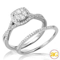 14KW 0.50CTW DIAMOND ROUND CLUSTER BRIDAL SET WITH - Norma's Jewelry