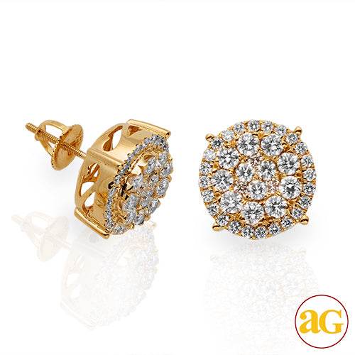14KY 2.00CTW DIAMOND ROUND CLUSTER EARRINGS WITH H - Norma's Jewelry
