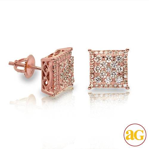 14KR 1.05CTW SQUARE CLUSTER SQ. PRONG EARRINGS - Norma's Jewelry