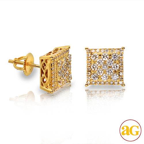 14KY 1.05CTW SQUARE CLUSTER SQ. PRONG EARRINGS - Norma's Jewelry
