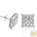 14KW 1.50CTW SQUARE CLUSTER DIAMOND SQ. PRONG EARR - Norma's Jewelry