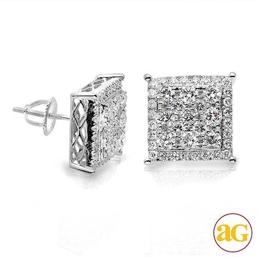 14KW 2.05CTW SQUARE CLUSTER DIAMOND SQ. PRONG EARR - Norma's Jewelry