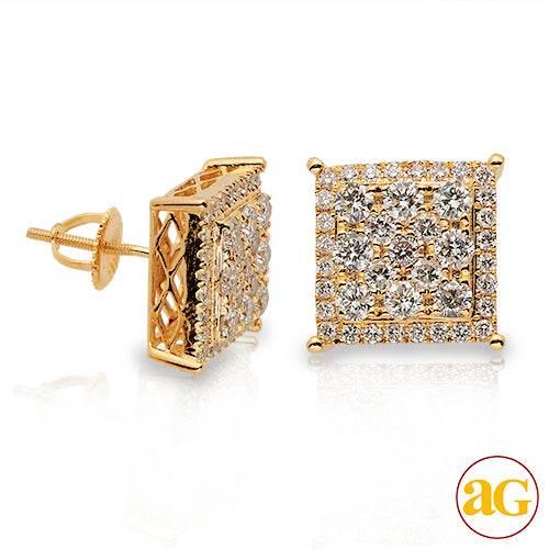 14KY 2.05CTW SQUARE CLUSTER DIAMOND SQ. PRONG EARR - Norma's Jewelry