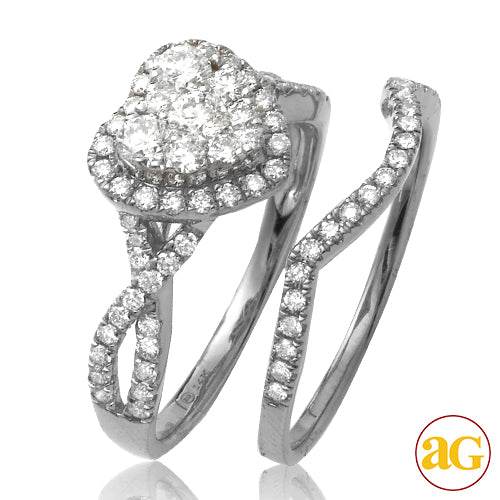 14KW 1.00CTW DIAMOND HEART CLUSTER BRIDAL SET WITH - Norma's Jewelry