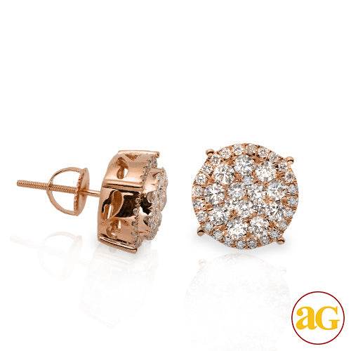 14KR 1.50CTW DIAMOND ROUND CLUSTER EARRINGS WITH - Norma's Jewelry