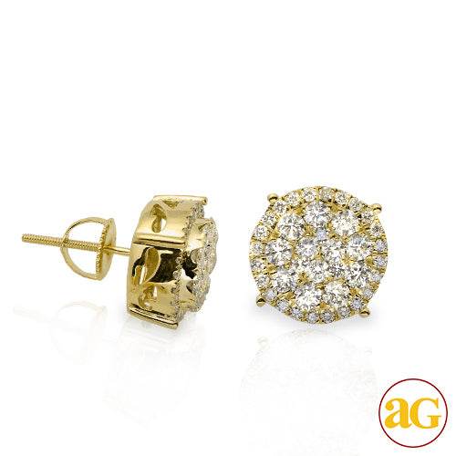 14KY 1.50CTW DIAMOND ROUND CLUSTER EARRINGS WITH - Norma's Jewelry