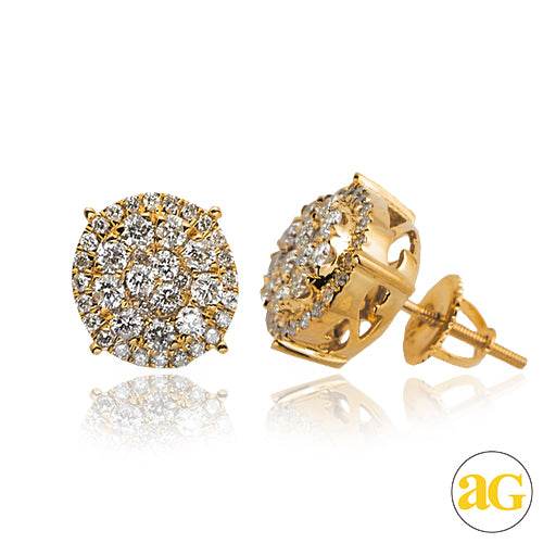 14KY 1.00CTW DIAMOND ROUND CLUSTER EARRINGS WITH - Norma's Jewelry