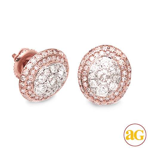 14KR 1.00CTW DIAMOND ROUND DOME CLUSTER EARRING ST - Norma's Jewelry