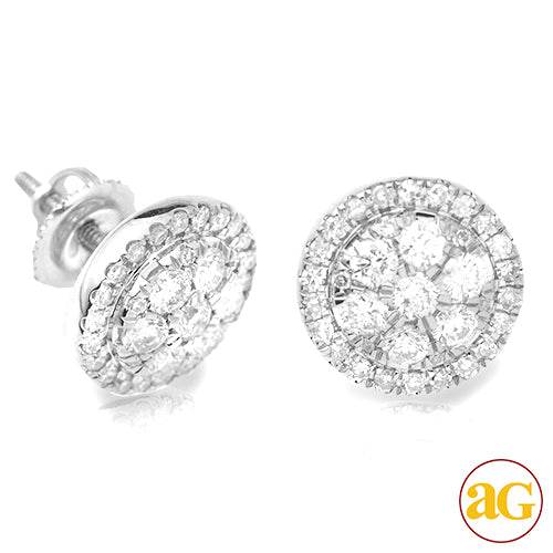 14KW 1.00CTW DIAMOND ROUND CLUSTER EARRING STUDS W - Norma's Jewelry