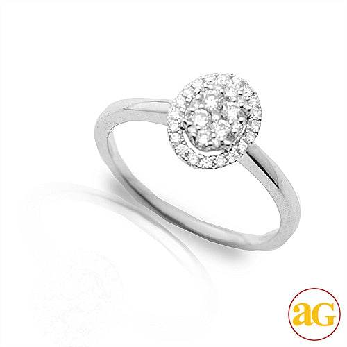 14KW 0.40CTW DIAMOND OVAL CLUSTER RING WITH HALO - Norma's Jewelry