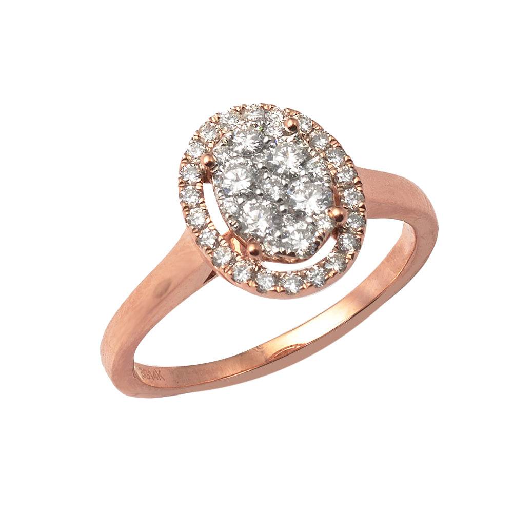 14KR 0.55CTW DIAMOND OVAL CLUSTER RING WITH HALO - Norma's Jewelry