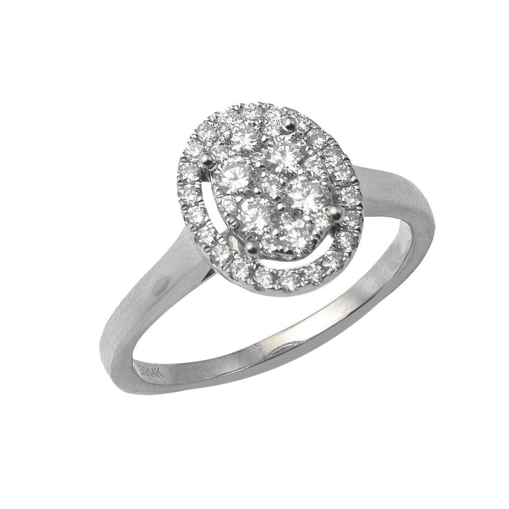 14KW 0.55CTW DIAMOND OVAL CLUSTER RING WITH HALO - Norma's Jewelry