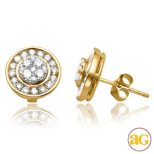 14KY 1.05CTW DIAMOND ROUND CLUSTER EARRINGS WITH C - Norma's Jewelry