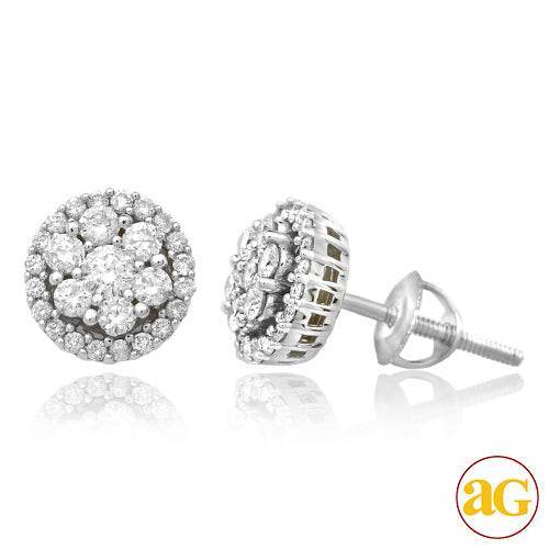 14KW 0.55CTW DIAMOND ROUND CLUSTER EARRING STUDS - Norma's Jewelry