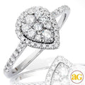 14KW 0.60CTW DIAMOND PEAR CLUSTER RING WITH HALO - Norma's Jewelry