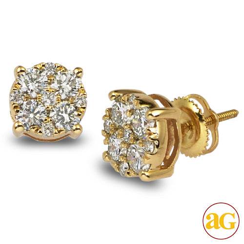 14KY 1.25CTW DIAMOND ROUND CLUSTER EARRING STUDS - Norma's Jewelry