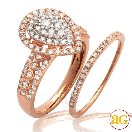 14KR 1.05CTW DIAMOND PEAR CLUSTER BRIDAL SET - Norma's Jewelry