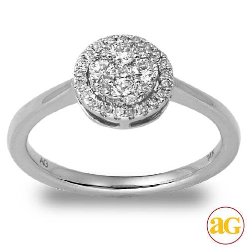 14KW 0.40CTW DIAMOND ROUND CLUSTER RING WITH ROUND - Norma's Jewelry